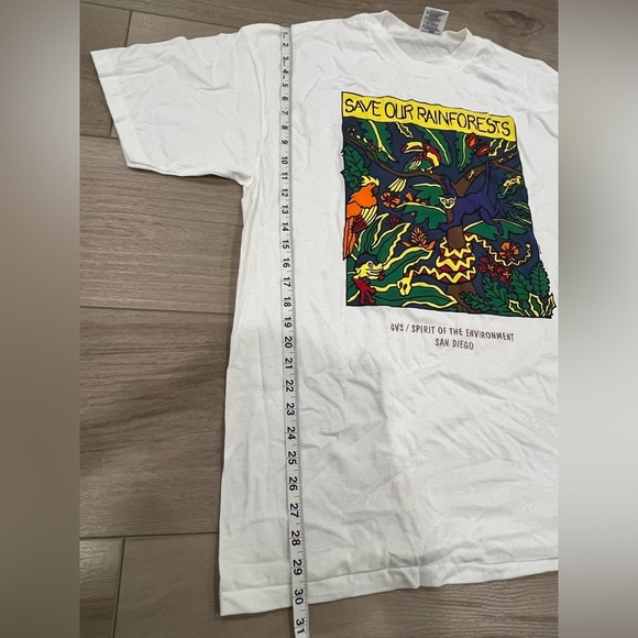 Vintage San Diego Zoo Shirt Mens XL White Save Our Rainforests Single Stitch - Picture 9 of 9